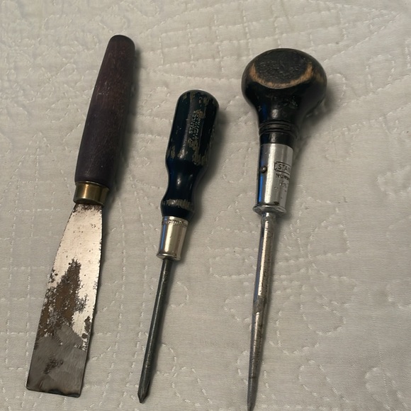 Set of 3 Vintage Hand Tools with Black Wooden Handles - Picture 2 of 10